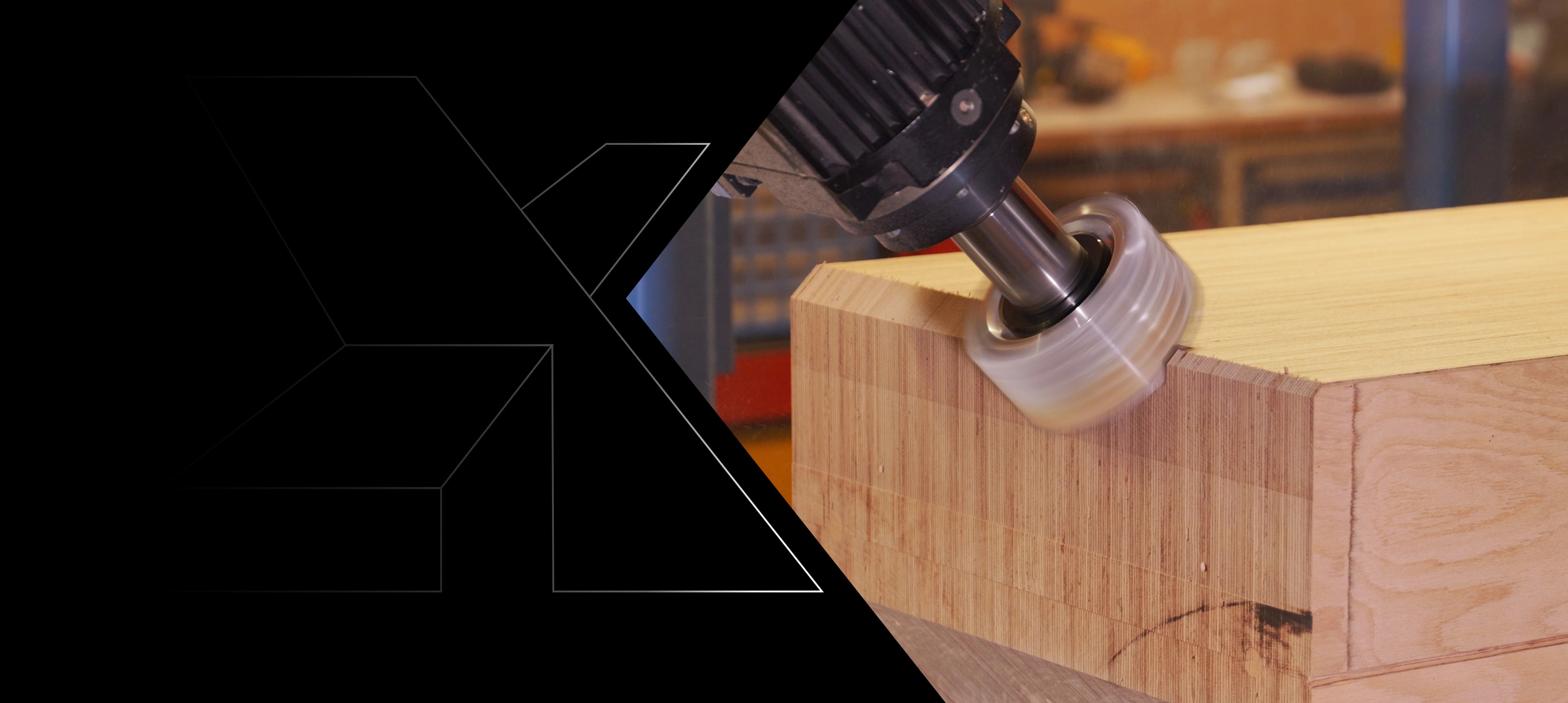 CNC router machining a glulam beam at the cutting plant in Kall
